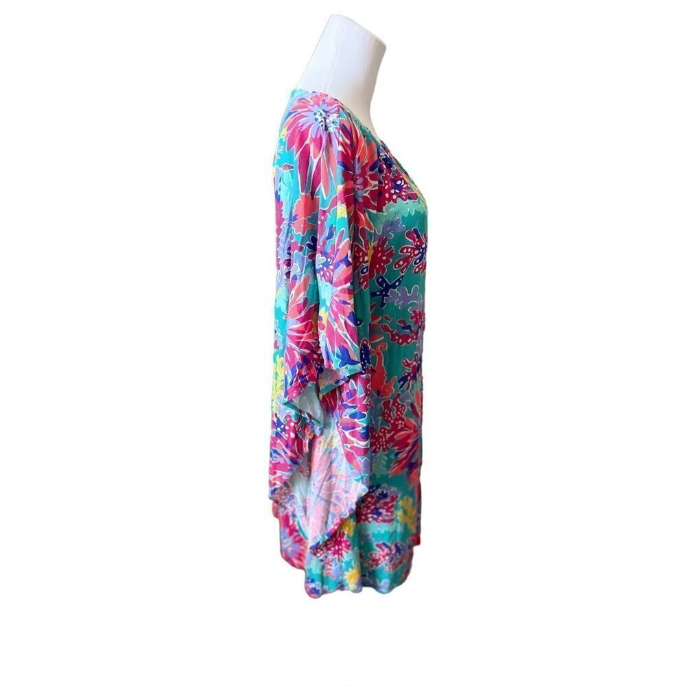Lilly Pulitzer Stefani Dress Trippin & Sippin Beach Coverup Aqua Pink Cruisewear - Picture 4 of 12